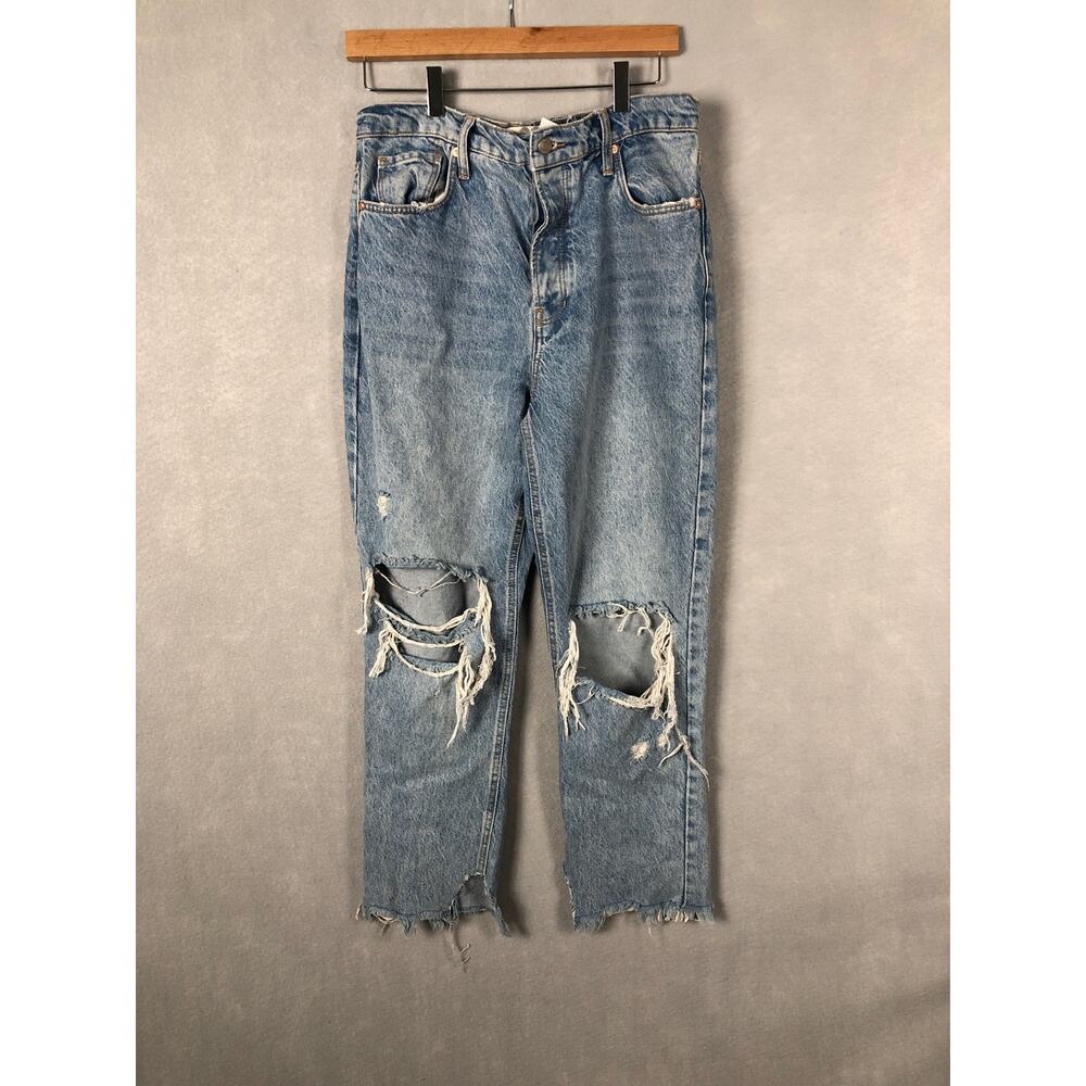 We The Free Distressed Light Blue Straight Leg Jeans